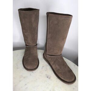Bearpaw Womens Tall Suede Boots Sz 8 Brown Mid-Calf Winter Evangeline Wool